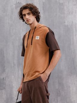 WROGN - Brown Colorblock Oversized Fit T-shirt