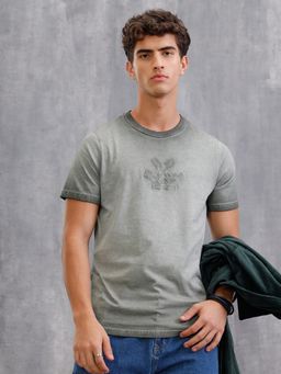 WROGN - Grey Solid Slim Fit T-shirt
