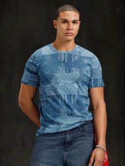 WROGN - Blue Printed Slim Fit T-shirt