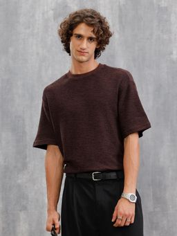 WROGN - Brown Textured Oversized Fit T-shirt