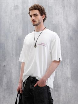 WROGN - White Printed Oversized Fit T-shirt