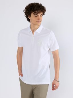 Espanshe - White Solid Regular Fit Polo T-Shirt