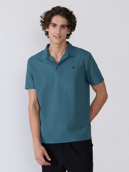 Espanshe - Blue Solid Regular Fit Polo T-Shirt