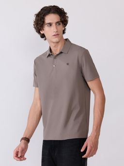 Espanshe - Grey Solid Regular Fit Polo T-Shirt
