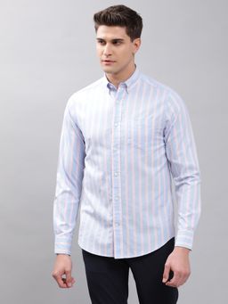 GANT - Men Blue Striped Regular Shirt