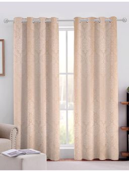 Sivya by Home - Beige Cotton Jacquard Grommet Curtains (Pack of 2)
