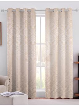 Sivya by Home - Cream Cotton Jacquard Grommet Curtains (Pack of 2)