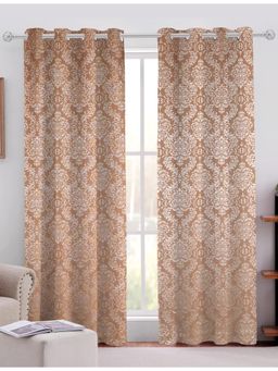 Sivya by Home - Brown Cotton Jacquard Grommet Curtains (Pack of 2)