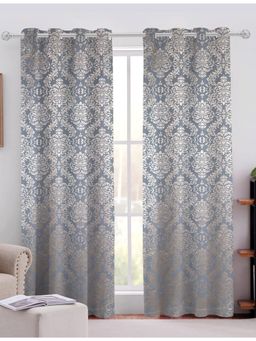Sivya by Home - Blue Cotton Jacquard Grommet Curtains (Pack of 2)