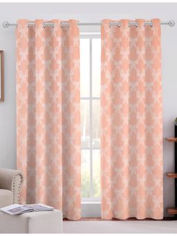 Sivya by Home - Peach Cotton Jacquard Grommet Curtains (Pack of 2)