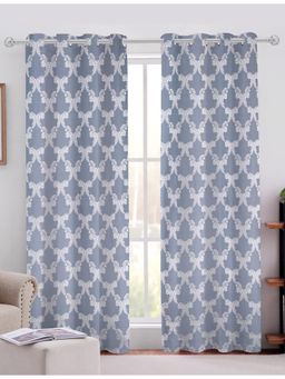 Sivya by Home - Blue Cotton Jacquard Grommet Curtains (Pack of 2)