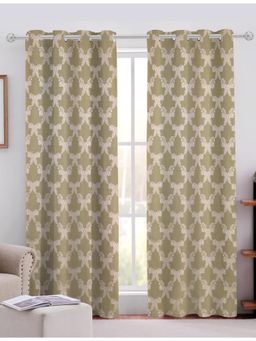 Sivya by Home - Green Cotton Jacquard Grommet Curtains (Pack of 2)