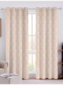 Sivya by Home - Cream Cotton Jacquard Grommet Curtains (Pack of 2)