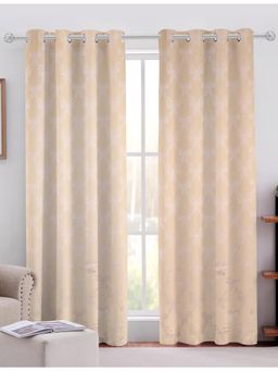 Sivya by Home - Beige Cotton Jacquard Grommet Curtains (Pack of 2)