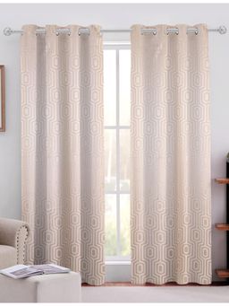 Sivya by Home - Mustard Cotton Geometric Grommet Curtains (Pack of 2)