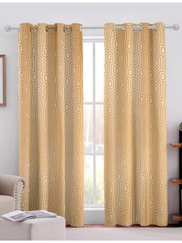 Sivya by Home - Mustard Cotton Geometric Grommet Curtains (Pack of 2)