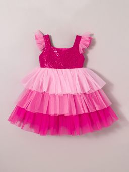 Hopscotch - Sequined Ruffle Embellished Dress