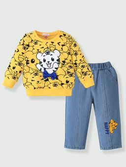 Hopscotch - Tiger Denim Jeans With Sweatshirt