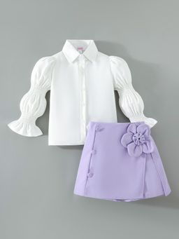 Hopscotch - Floral Applique Shirt And Skort