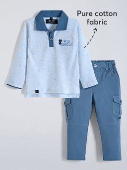 Hopscotch - Tropical Back Print Cotton T-Shirt With Pant