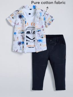 Hopscotch - Tropical Cotton Pant With Shirt & T-Shirt