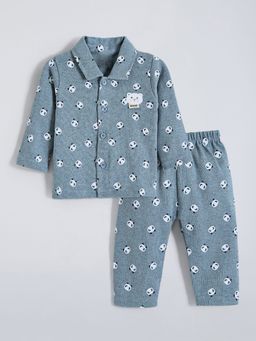 Hopscotch - Panda Cotton Grey Shirt With Pajama
