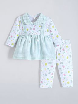 Hopscotch - Blue Gingham Check Top With Pant