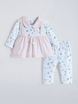 Hopscotch - Pink Gingham Check Top With Pant