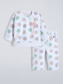 Hopscotch - White Floral Sweatshirt With Pajama
