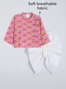 Hopscotch - Pure Cotton Angrakha Kurta With Dhoti