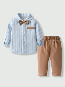 Hopscotch - Striped Shirt With Pant & Bow