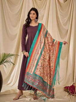 InWeave - Dusty Mauve Sweetheart Dress with Dupatta (Set of 2)