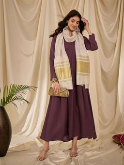 InWeave - Dusty Mauve Sweetheart Dress with Dupatta (Set of 2)