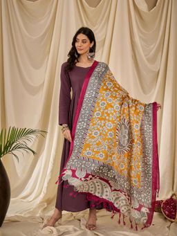 InWeave - Dusty Mauve Sweetheart Dress with Dupatta (Set of 2)