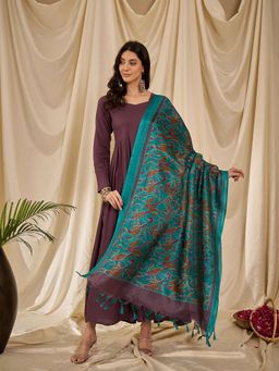 InWeave - Dusty Mauve Sweetheart Dress with Dupatta (Set of 2)