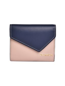 BELWABA - Womens Faux Leather Beige Navy Blue Wallet