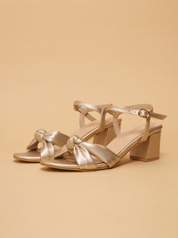 ERIDANI - Camilaa Knot Gold Sandal Heels