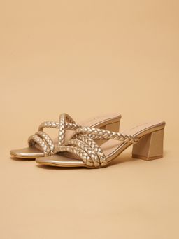 ERIDANI - Valeria Woven Strappy Gold Sandal Heels