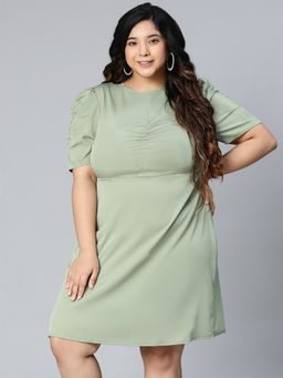 Oxolloxo - Beauticians Light Green Plus Size Women Dress
