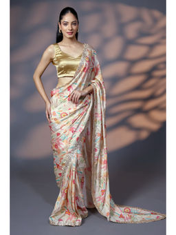 HANDME - Golden Bloom Luxe Saree with Golden Threadwork & Unstitched Blouse