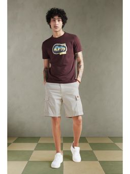 Allen Solly - Men Beige Cotton Blend Solid Shorts