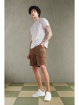 Allen Solly - Men Brown Cotton Blend Solid Shorts