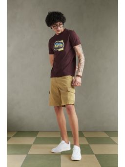 Allen Solly - Men Khaki Cotton Blend Solid Shorts