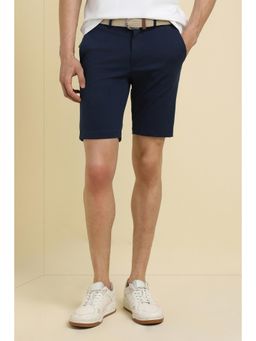 Allen Solly - Men Navy Blue Cotton Blend Solid Shorts