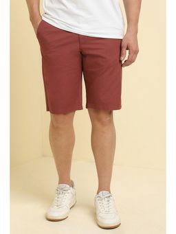 Allen Solly - Men Maroon Cotton Solid Shorts