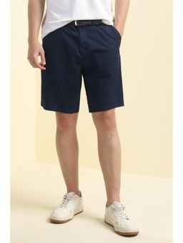 Allen Solly - Men Navy Blue Cotton Solid Shorts
