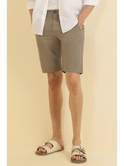 Allen Solly - Men Grey Cotton Textured Shorts