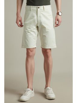 Louis Philippe - Men Beige Cotton Blend Solid Shorts