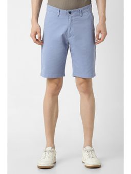 Peter England - Men Blue Cotton Blend Solid Shorts