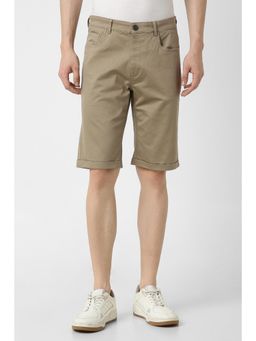 Peter England - Men Brown Cotton Blend Solid Shorts